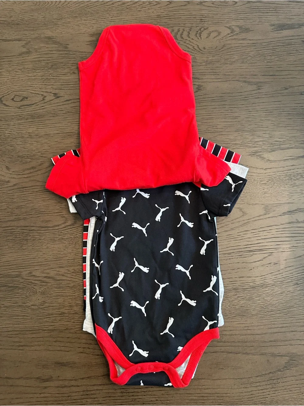 NWT Puma Red Multicolor Baby Bodysuit Set Sporty Baby Onesies Gift Baby Shower